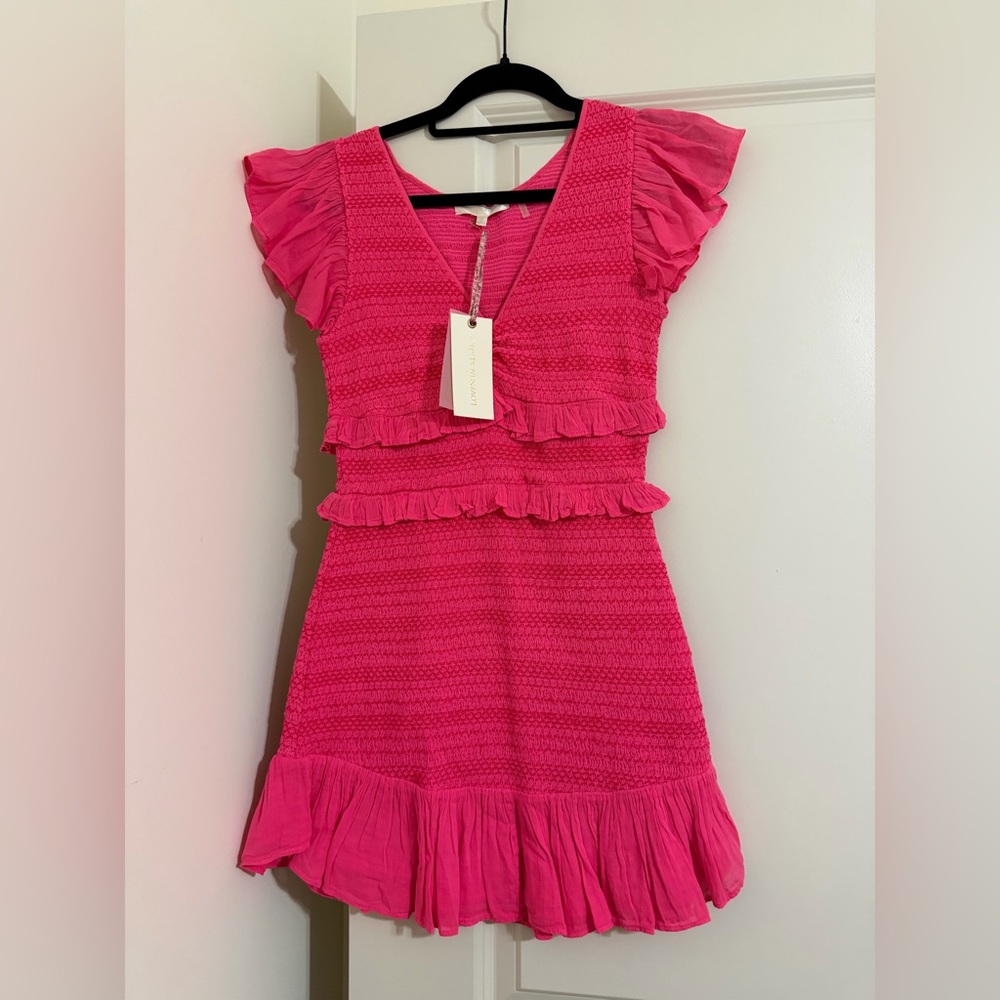 LoveShackFancy Pink Ruffle Mini Dress